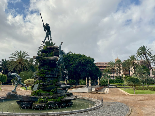 Statue at the entrance to Hotel Santa Catalina, Las Palmas, Gran Canaria, Spain