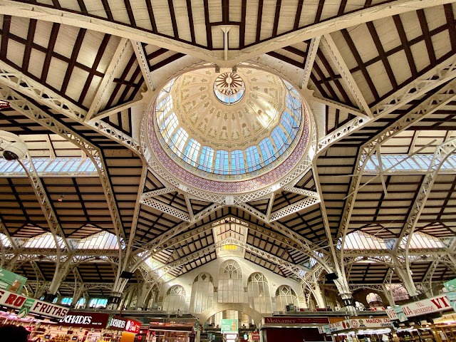 Interior & ceiling of the Central Market, Valencia, Spain