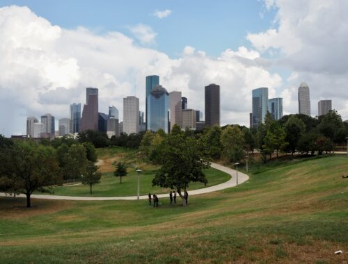 Highlight of Houston, TX - featured photo - downtown skyscraper skyline from Buffalo Bayou Park