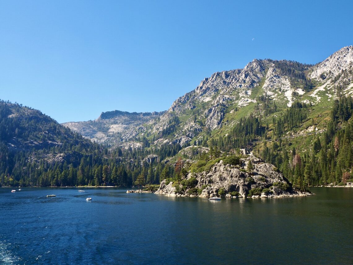 Weekend Trip to Lake Tahoe - feature photo - Emerald Bay including island from a boat cruise on the lake